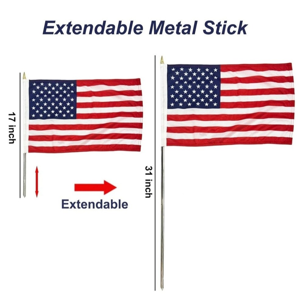 Small American Flag on Stick 3 Pcs 12x18 inch for 250th Anniversary 3‎ pack - Picture 2 of 7
